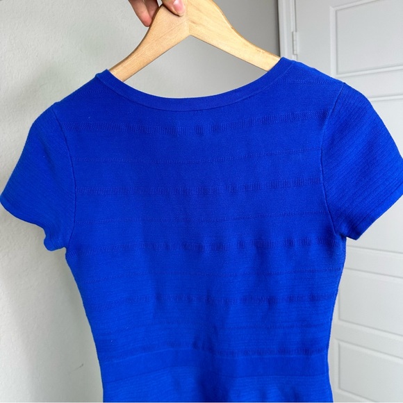 Reiss Hallie Ribbed Fit And Flare Blue Dress - Picture 11 of 13